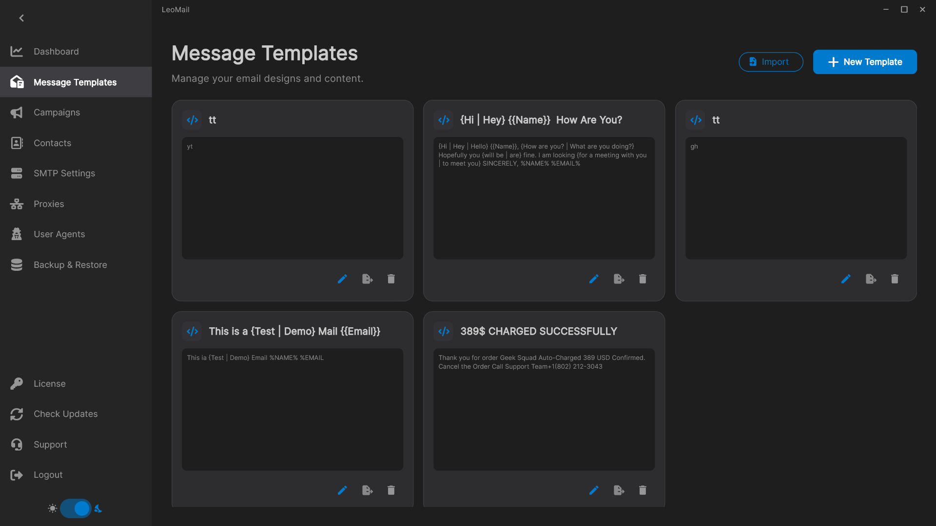 Templates in the LeoMail desktop app
