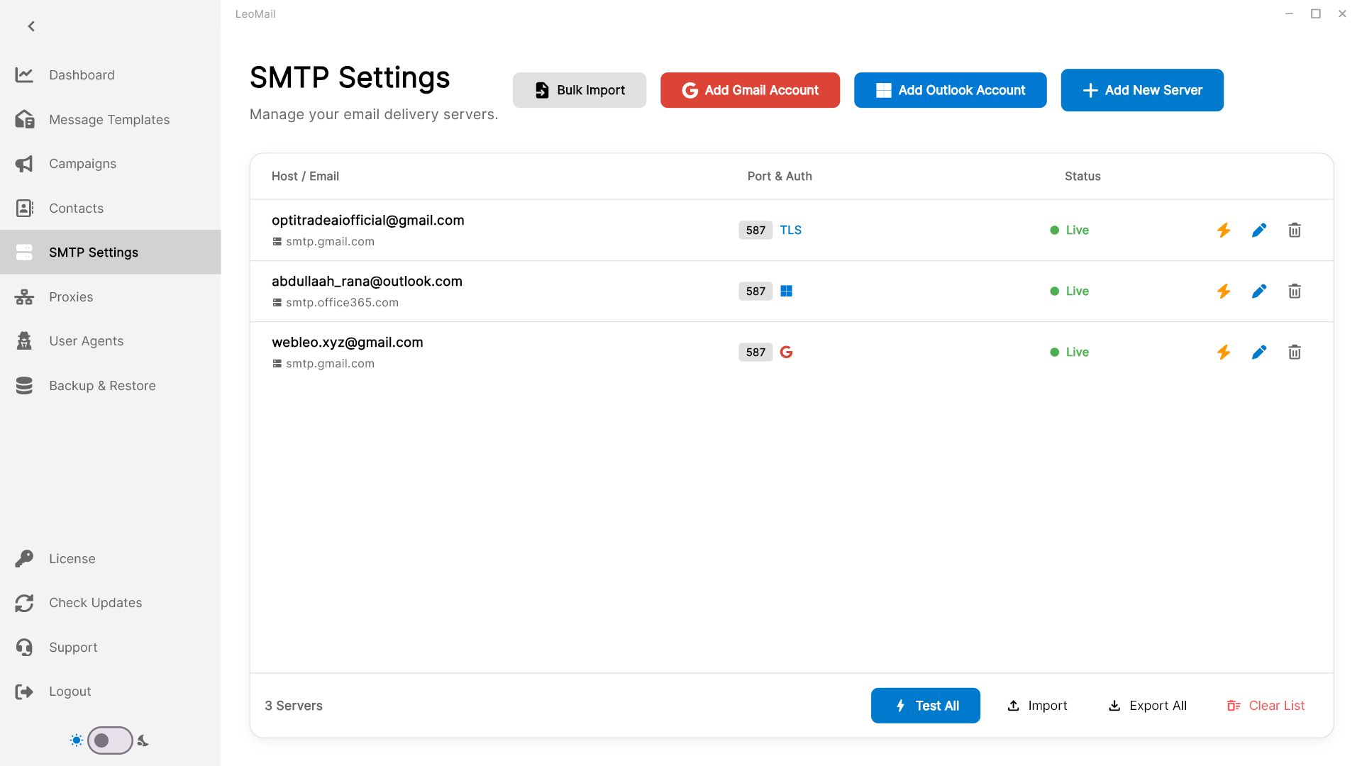 Step 2: Connect SMTP Servers