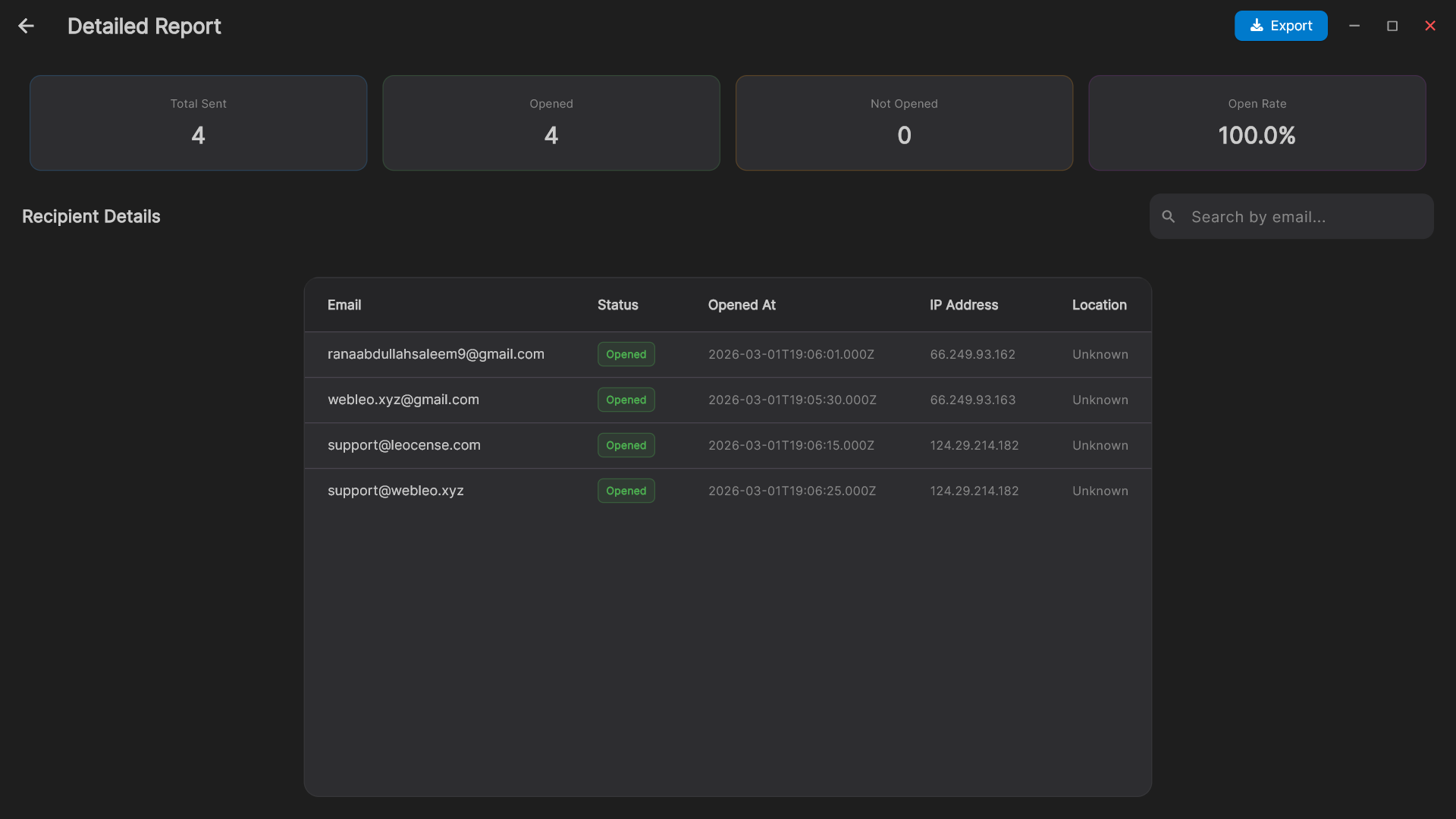 Review the results in the LeoMail app